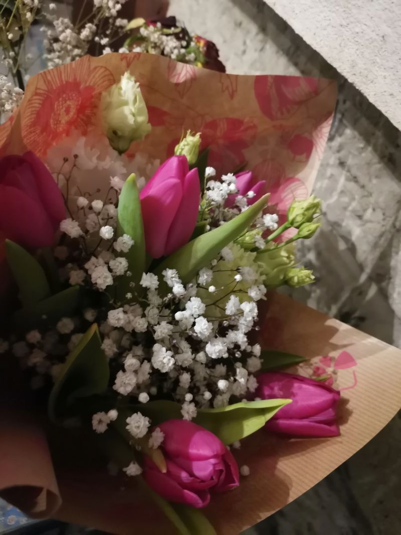 Bouquet de tulipes offert par une élève de cours particuliers